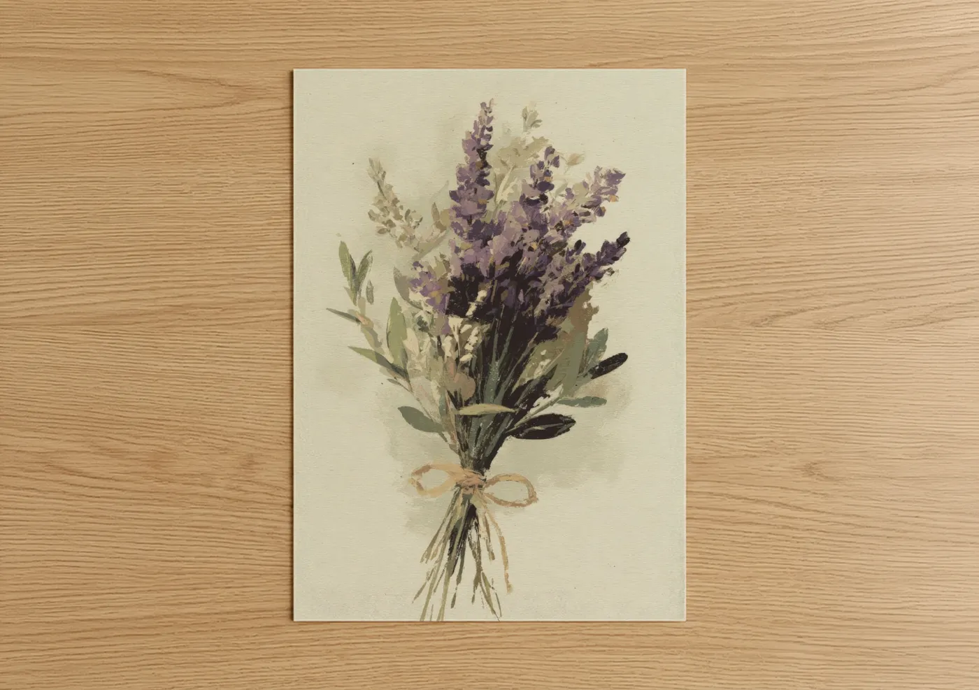Purple Lavender Herb Watercolor Bouquet Wall Art
