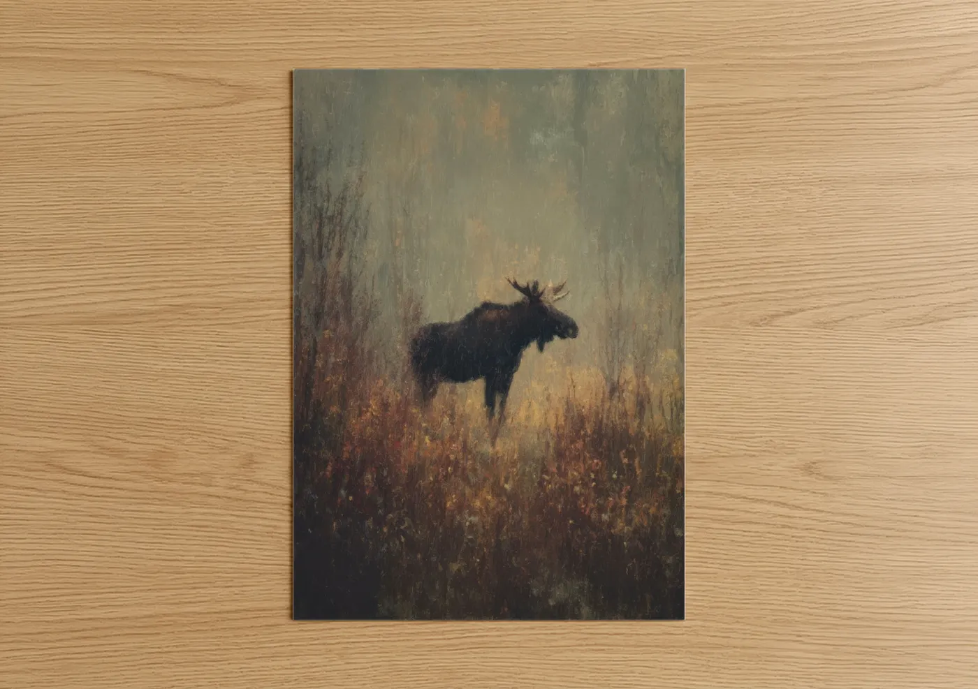 Misty Moose Forest Landscape Wall Art