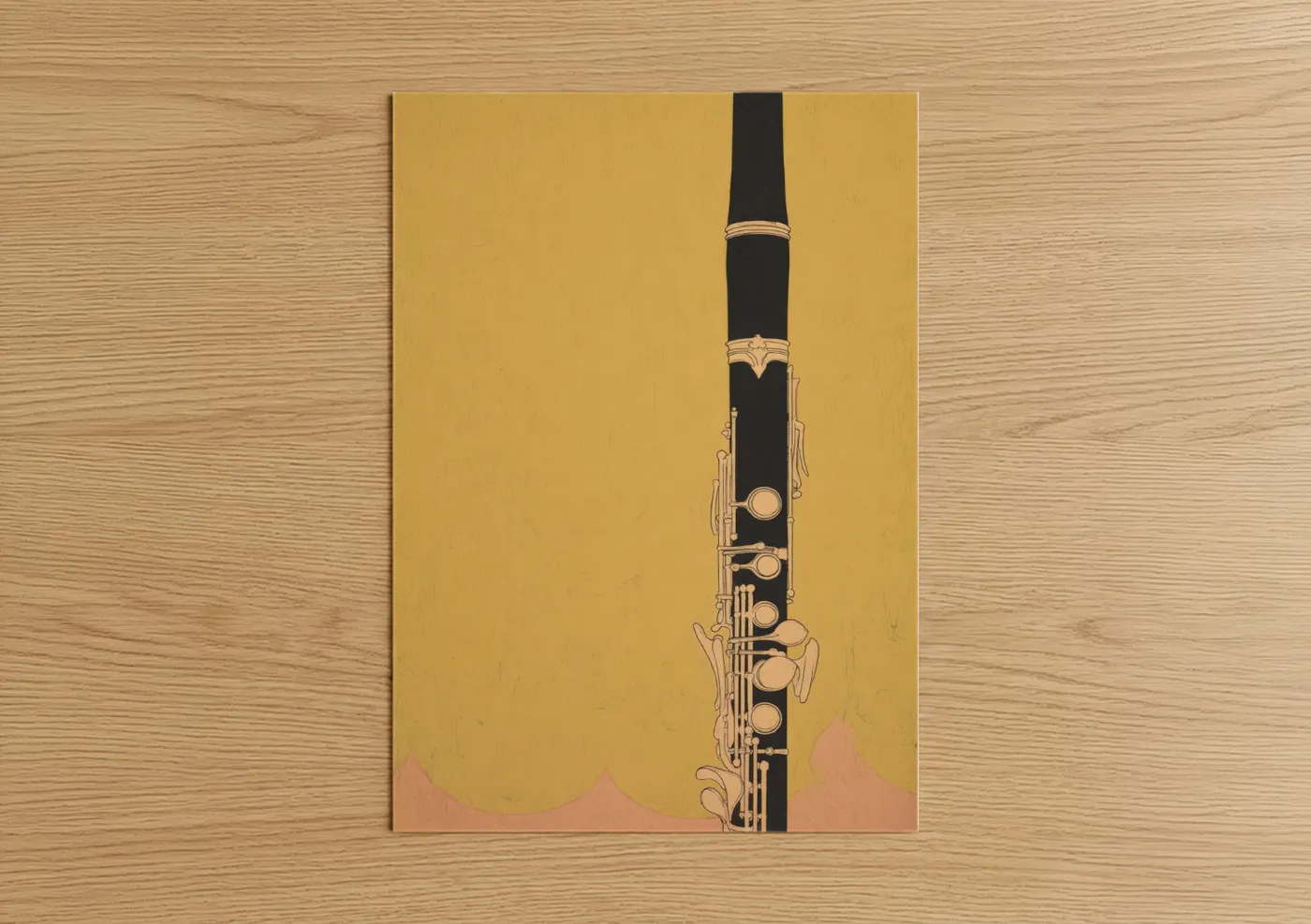 Golden Clarinet Music Illustration Wall Art