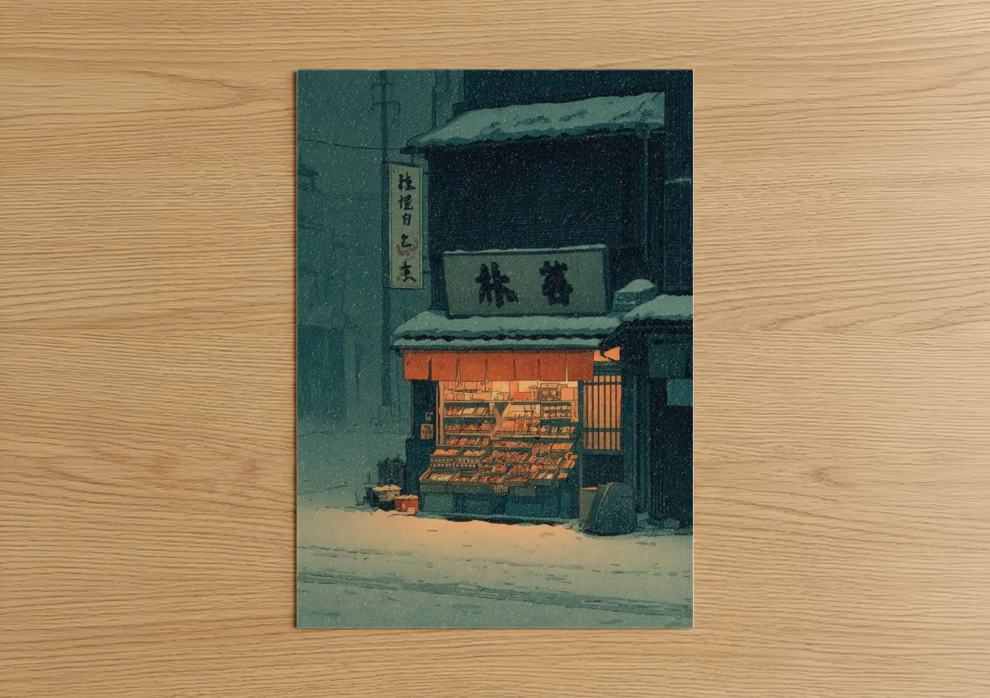 Japanese Sweet Shop Winter Snow Wall Art