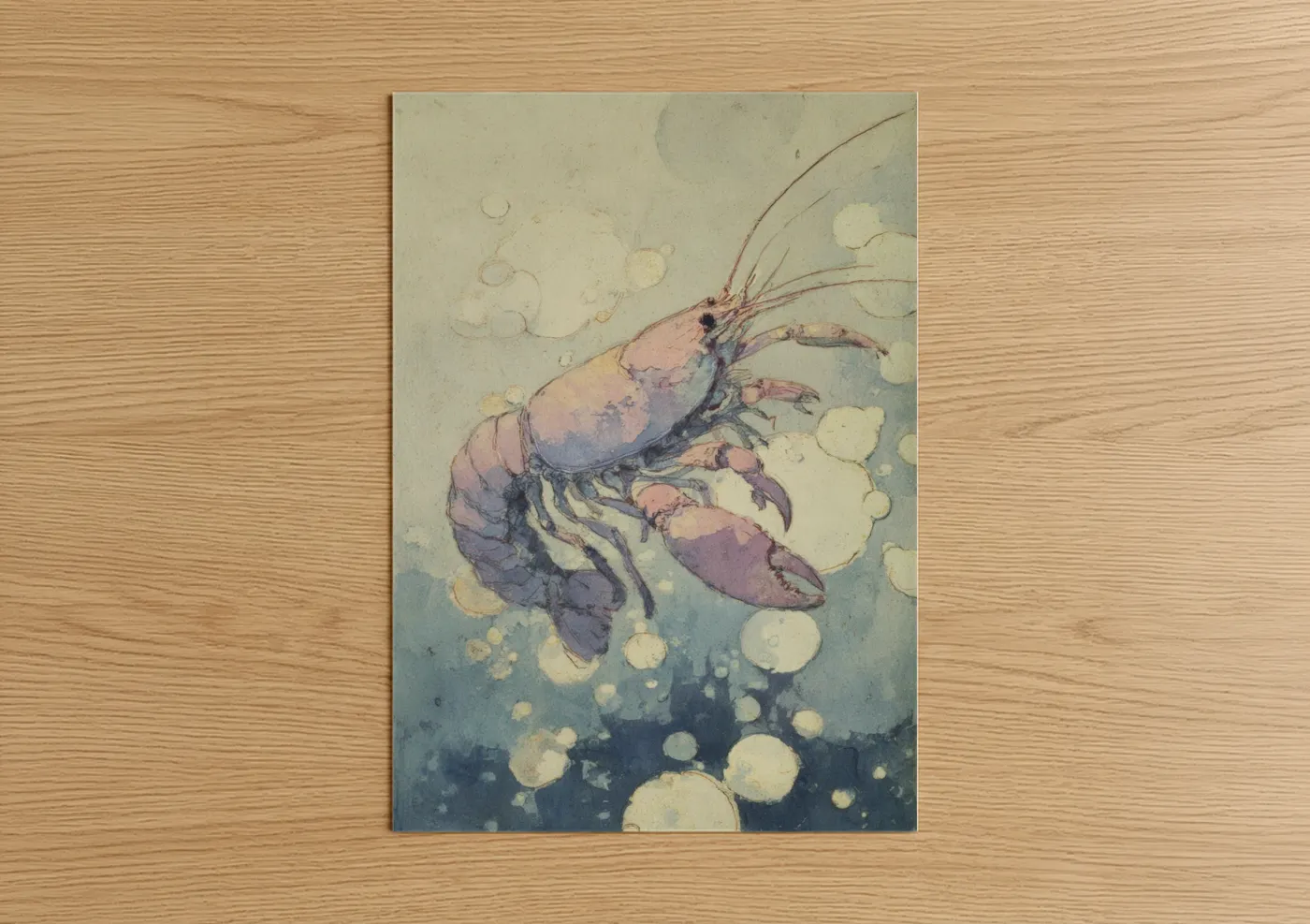 Ethereal Lobster Watercolor Ocean Wall Art