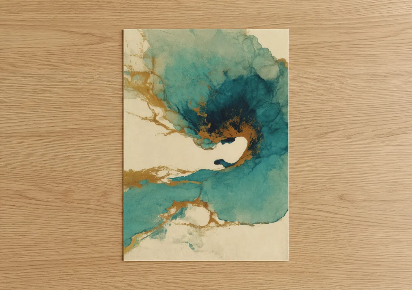 Teal Nautilus Abstract Watercolor Wall Art