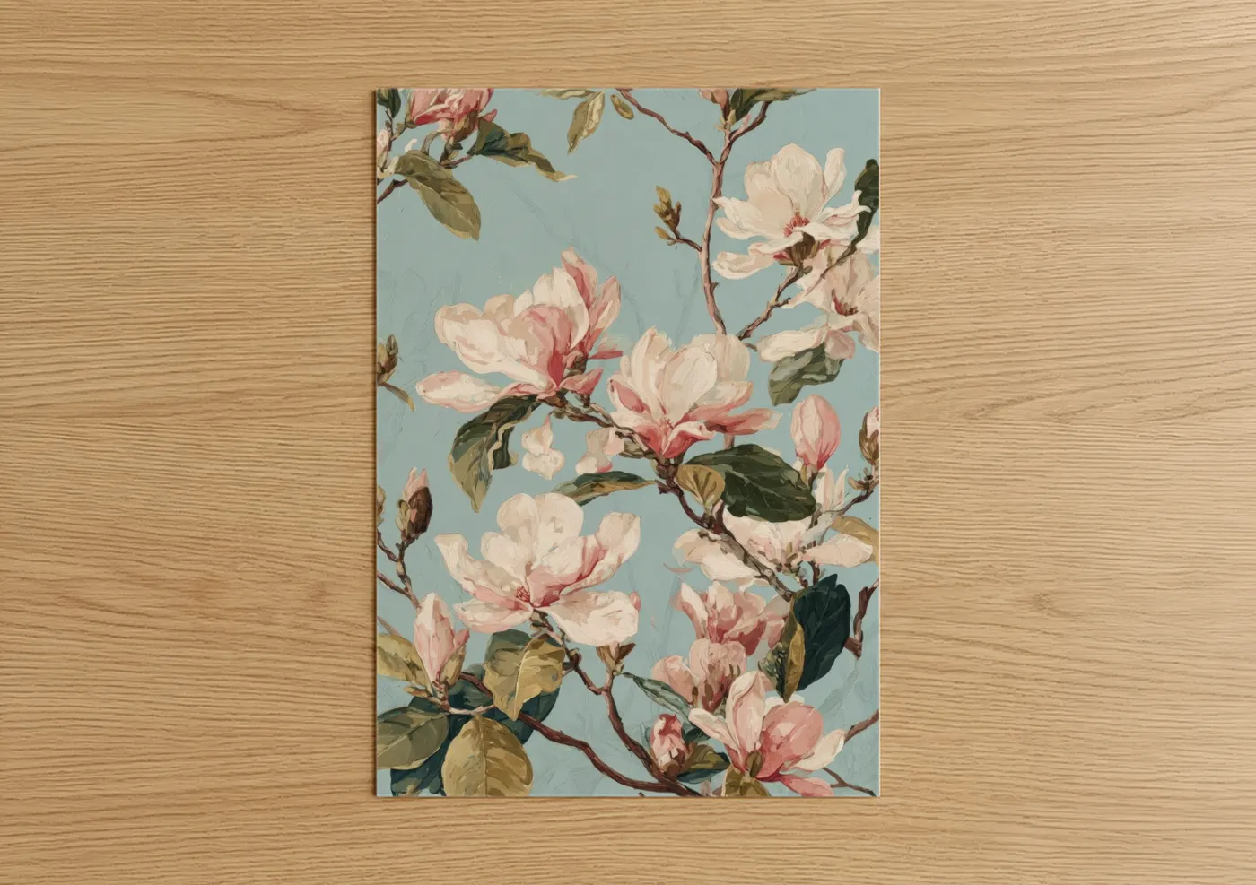 Blush Magnolia Botanical Illustration Wall Art