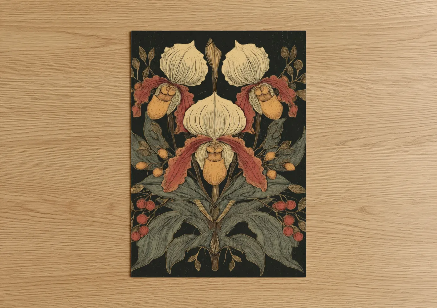 Symmetrical Orchid Botanical Illustration Wall Art