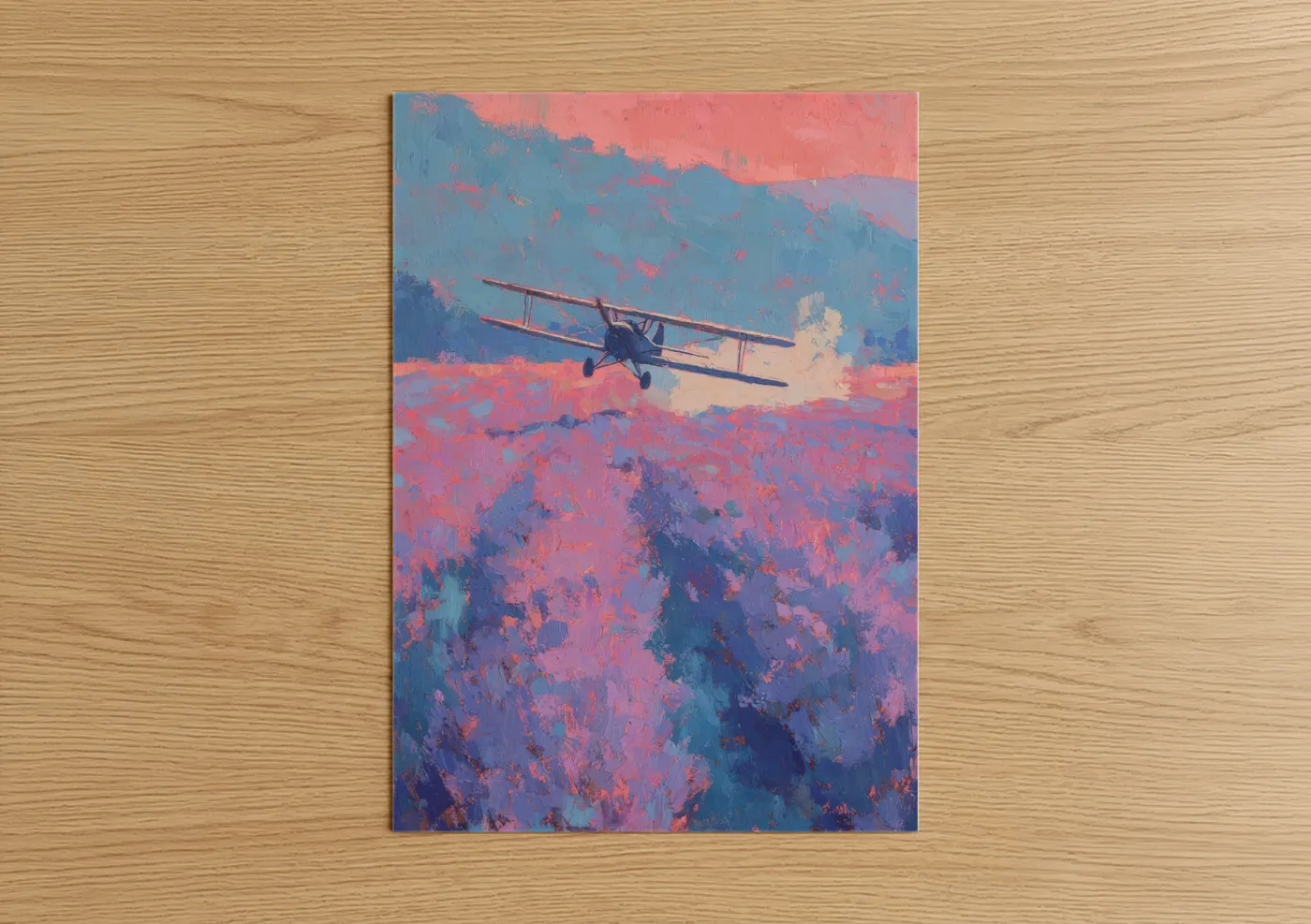 Vintage Propeller Plane Lavender Field Wall Art