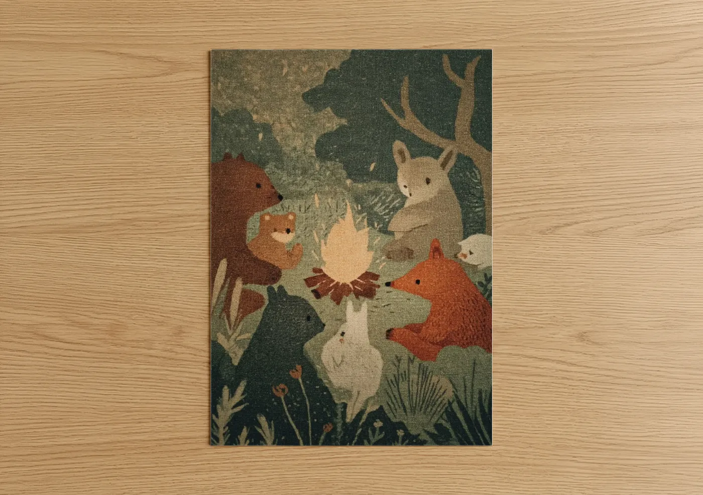 Woodland Forest Animals Fairytale Gathering Wall Art