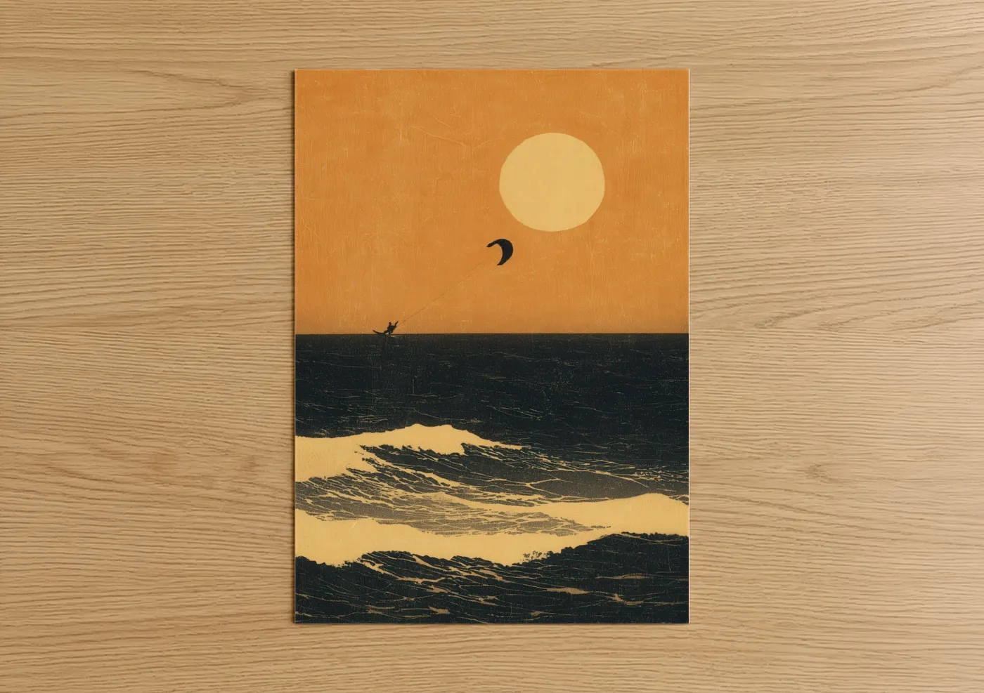 Kite Surfing Golden Hour Ocean Wall Art