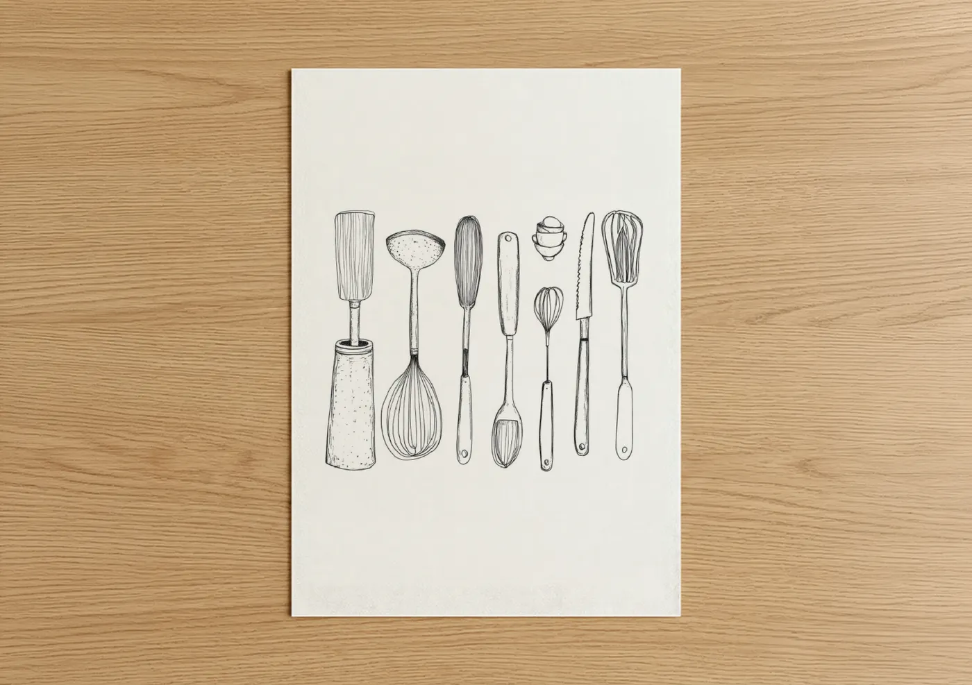 Kitchen Baking Tools Line Wall Art