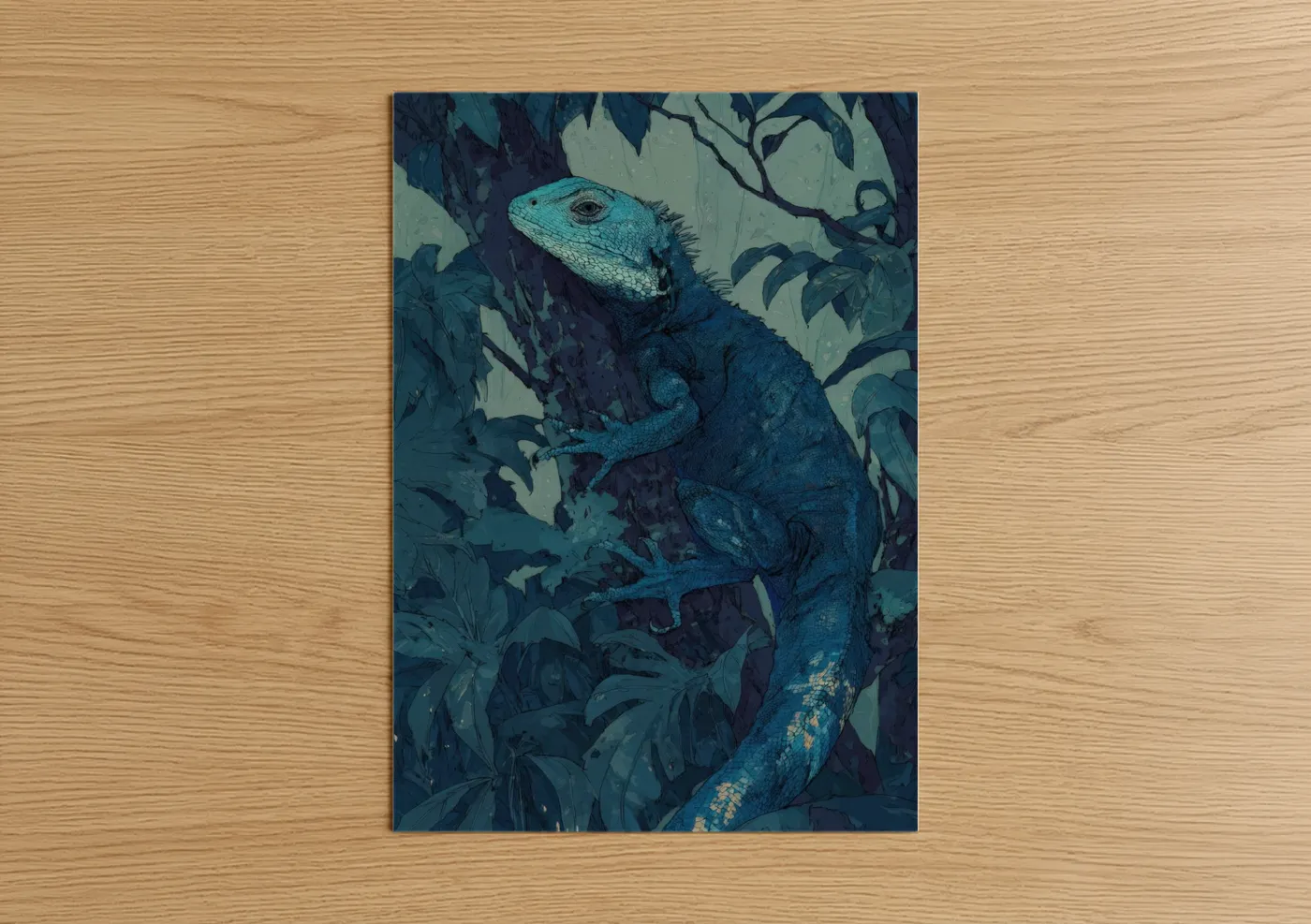 Turquoise Basilisk Mythical Creature Wall Art