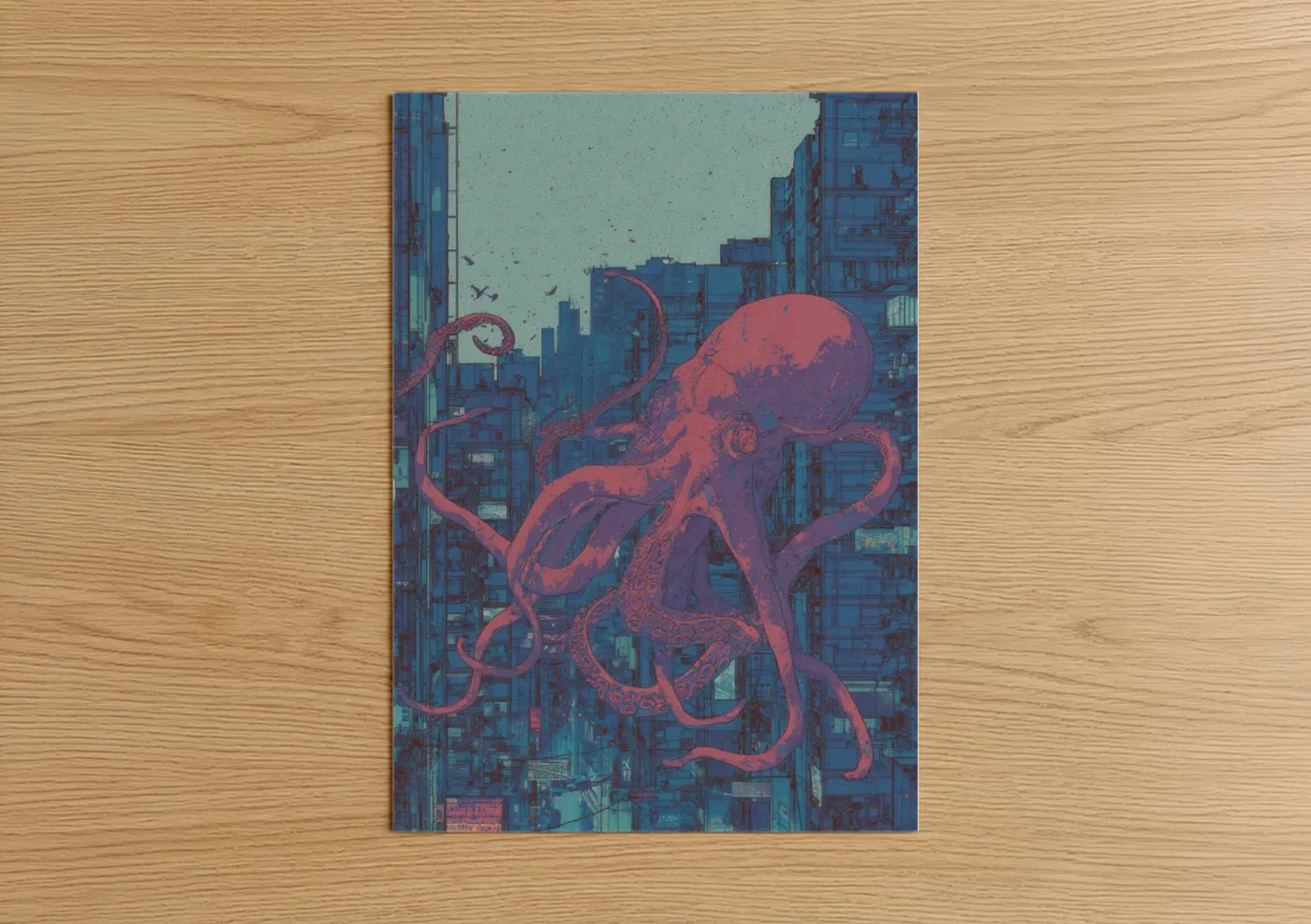 Urban Octopus Cityscape Wall Art