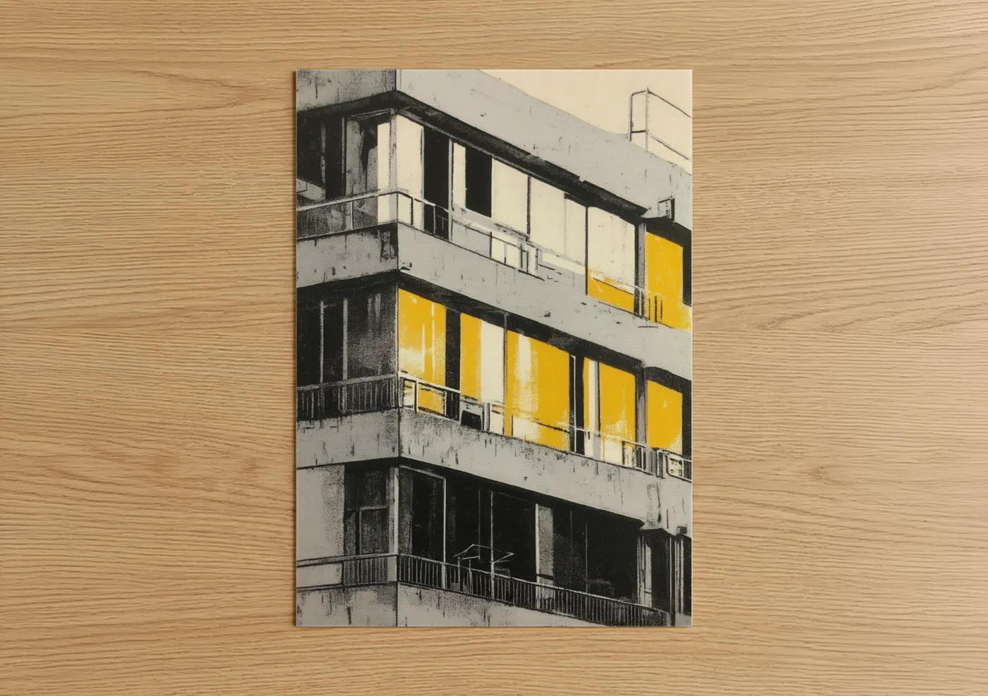 Yellow Modernist Architecture Abstract Wall Art