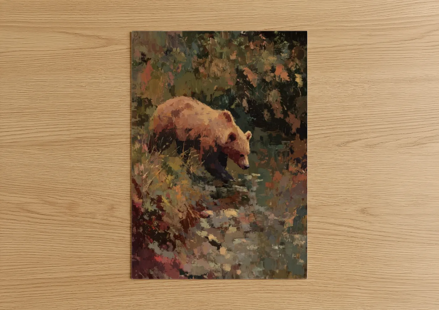 Autumn Grizzly Bear Impressionist Wall Art