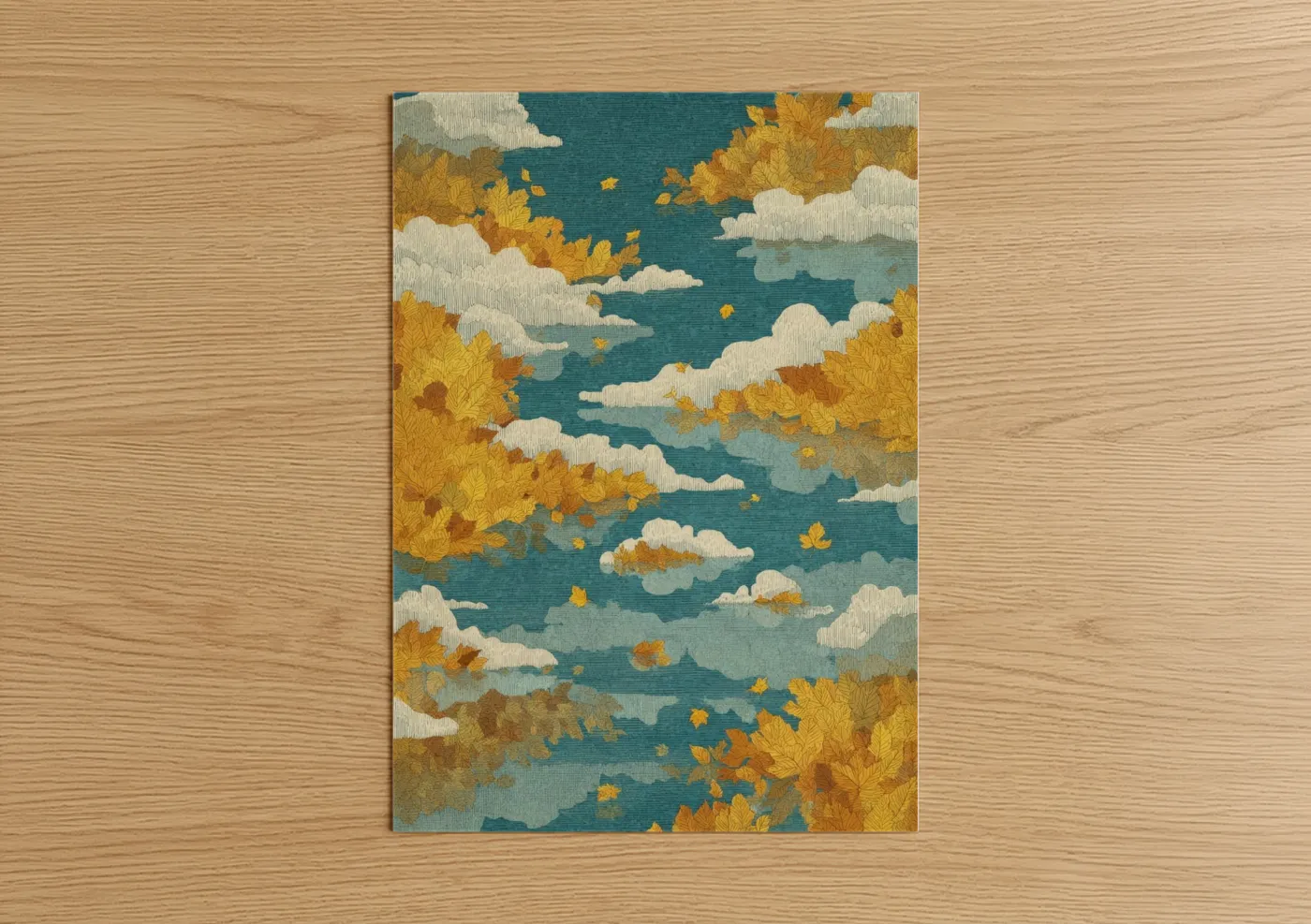 Golden Autumn Sky with Clouds Wall Art