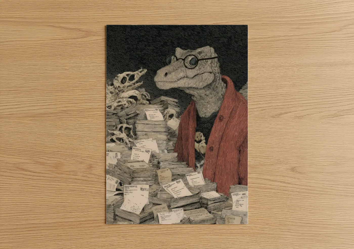 Scholarly Dinosaur With Glasses And Books Wall Art