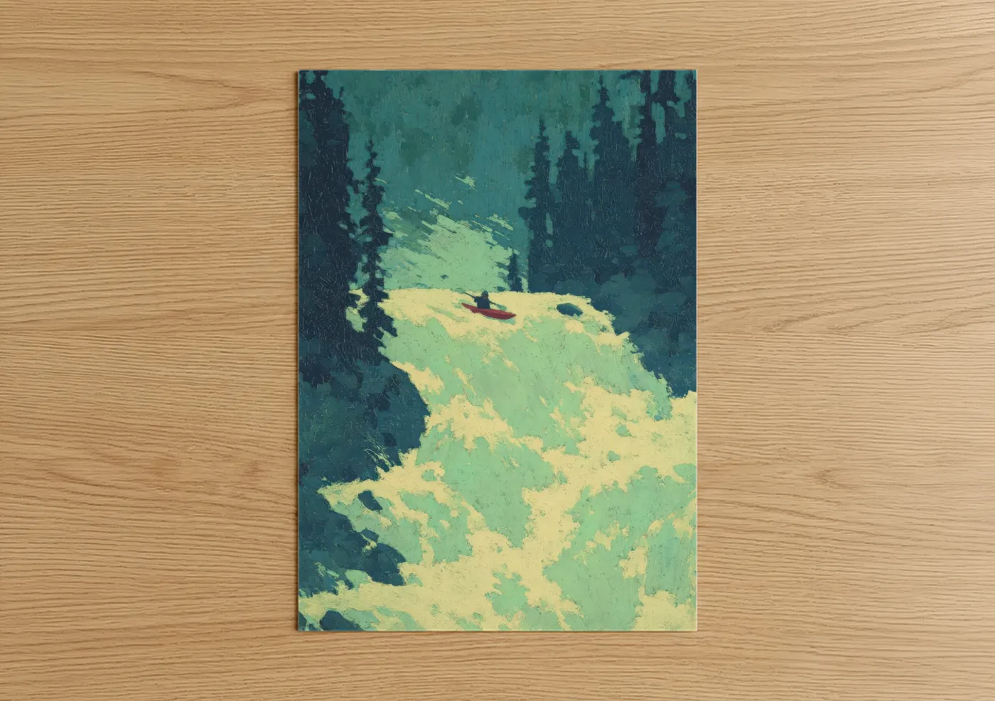 Alpine Kayaker Mountain Lake Landscape Wall Art