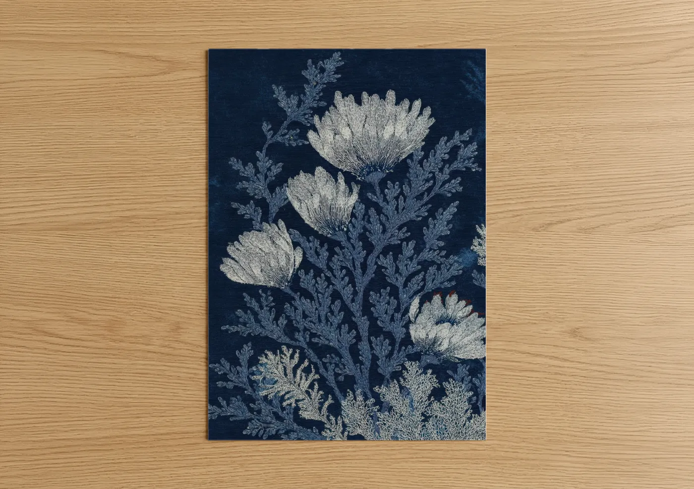 Midnight Blue Sea Anemone Illustration Wall Art
