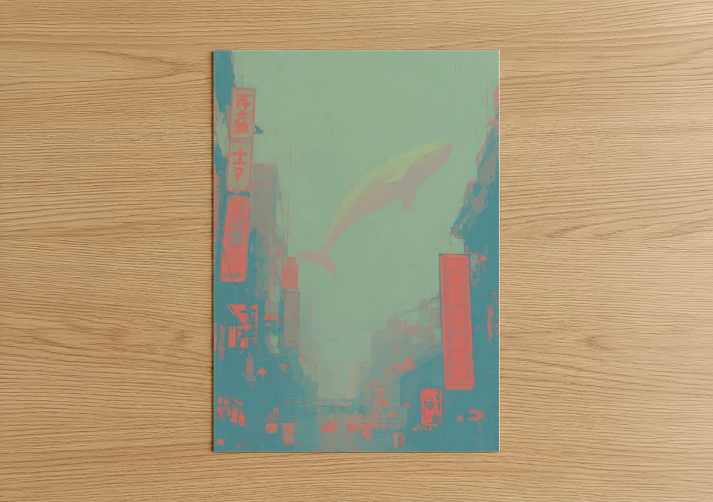 Urban Beluga Whale Cyberpunk Wall Art