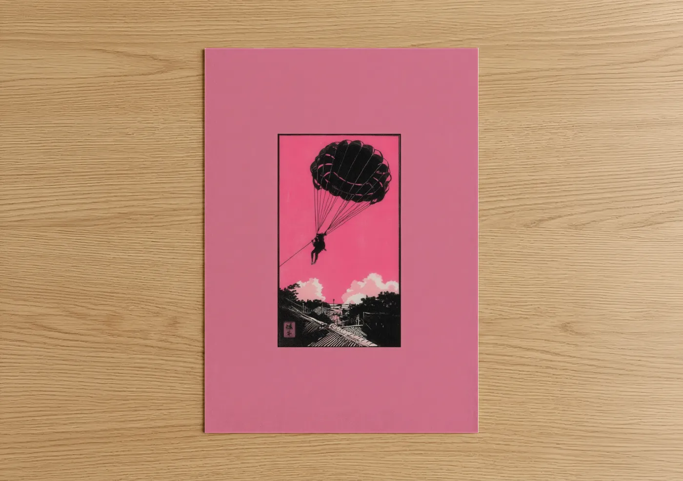 Parasailing Adventure Pink Landscape Wall Art