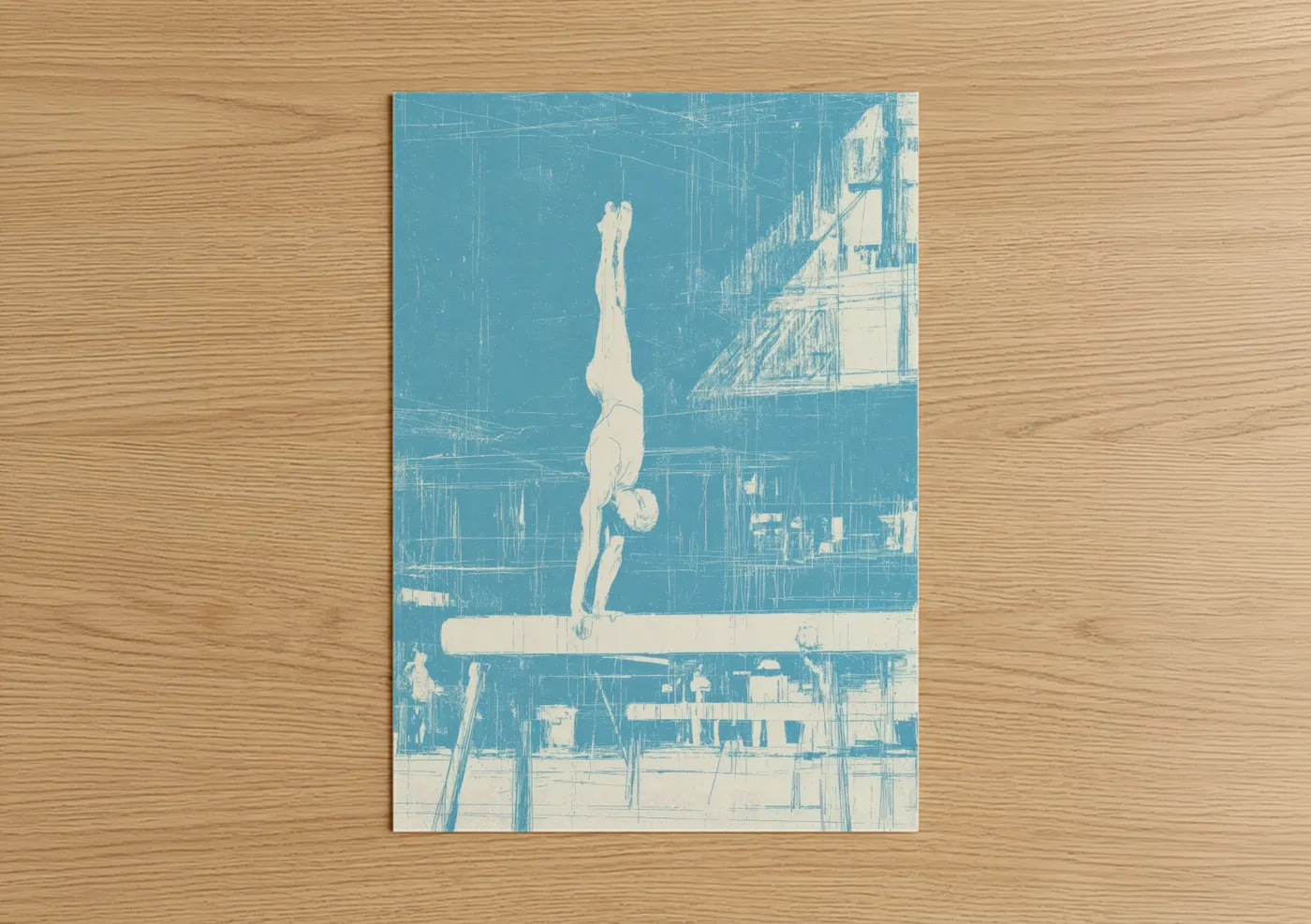 Handstand Gymnast Blueprint Wall Art