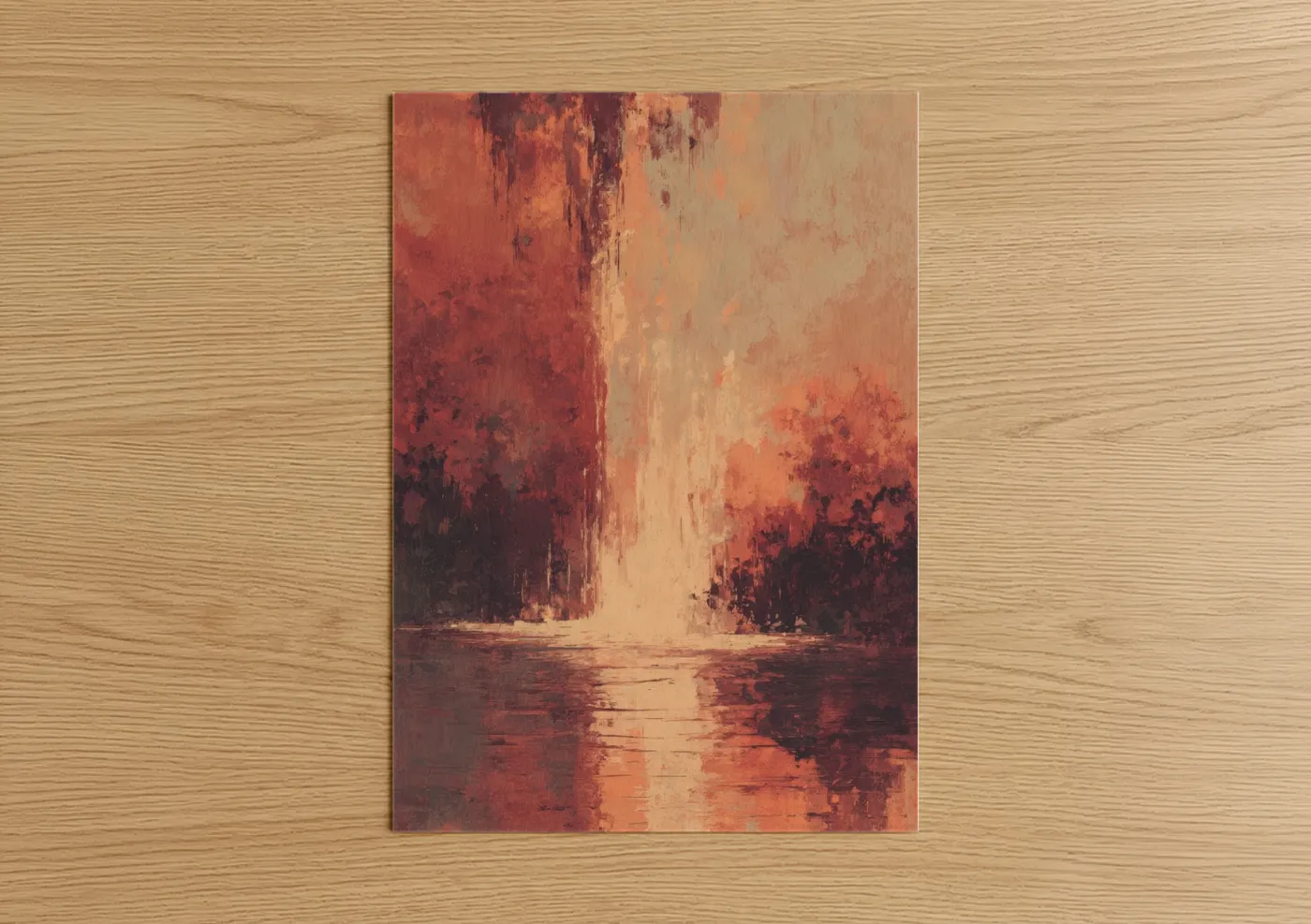 Crimson Waterfall Abstract Wall Art