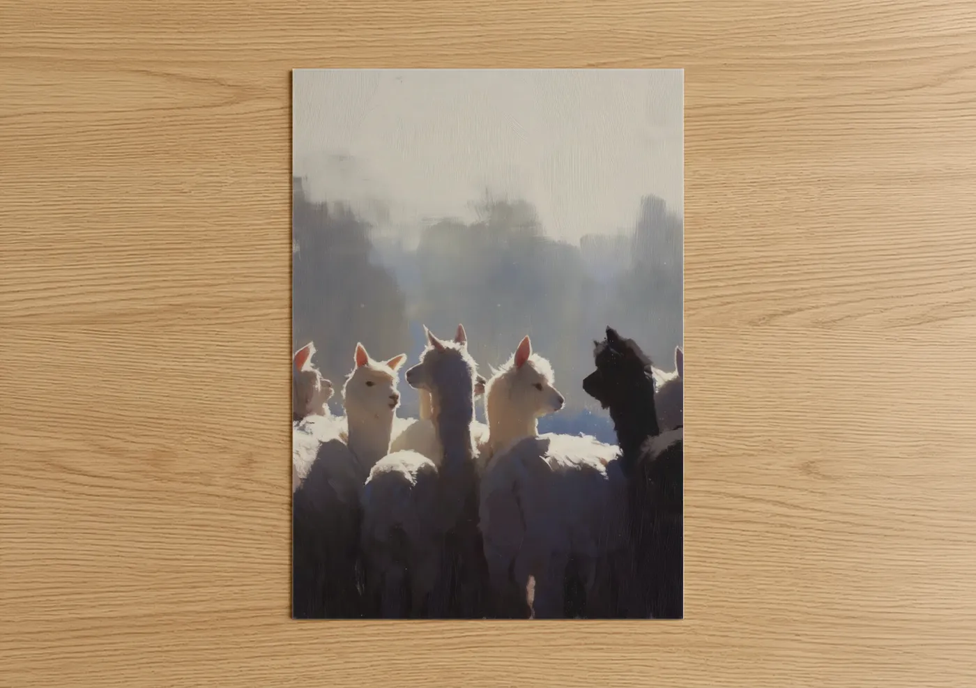 Snowy Alpaca Herd Winter Landscape Wall Art