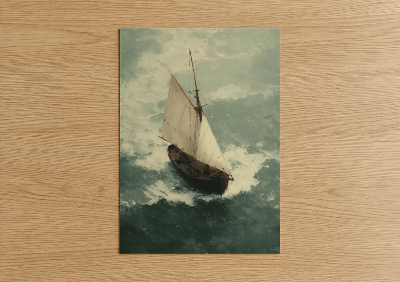 Classic Sailing Ship Stormy Ocean Wall Art