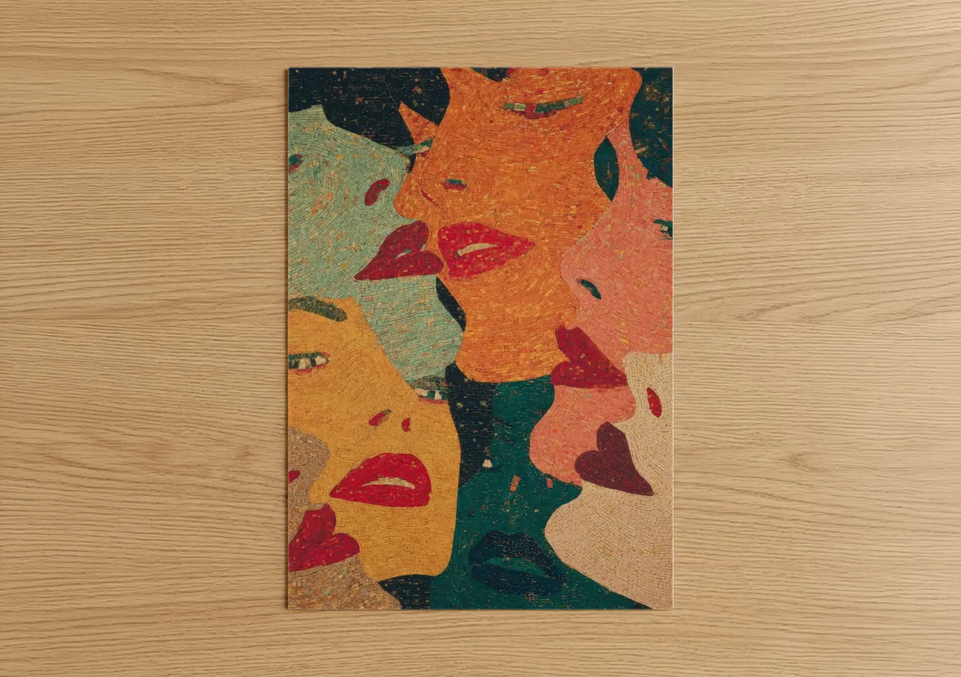 Retro Lips Mosaic Beauty Illustration Wall Art