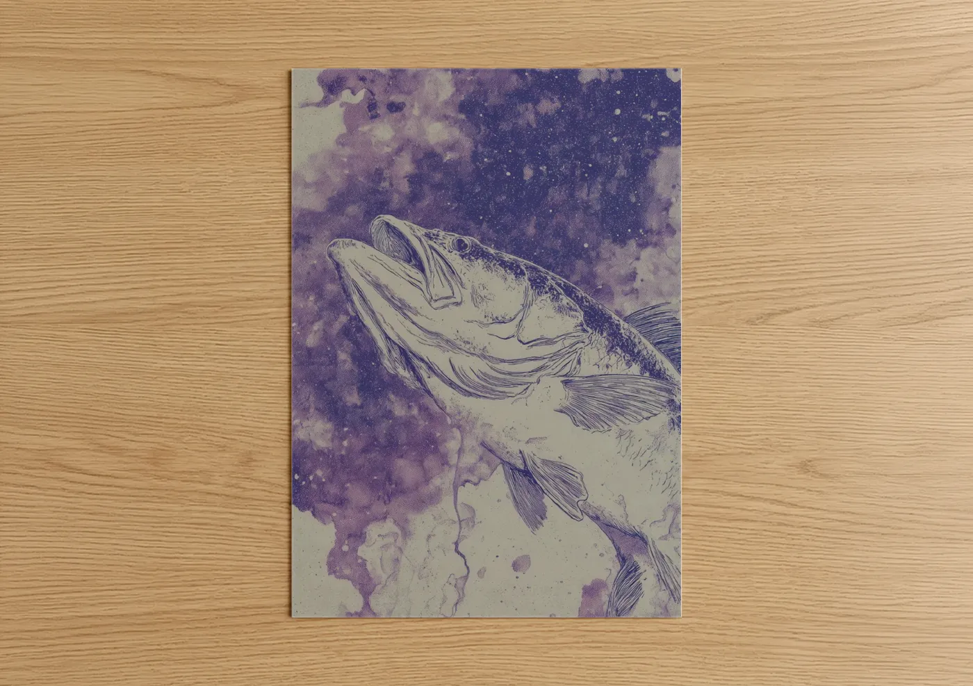 Purple Snook Fish Watercolor Wall Art