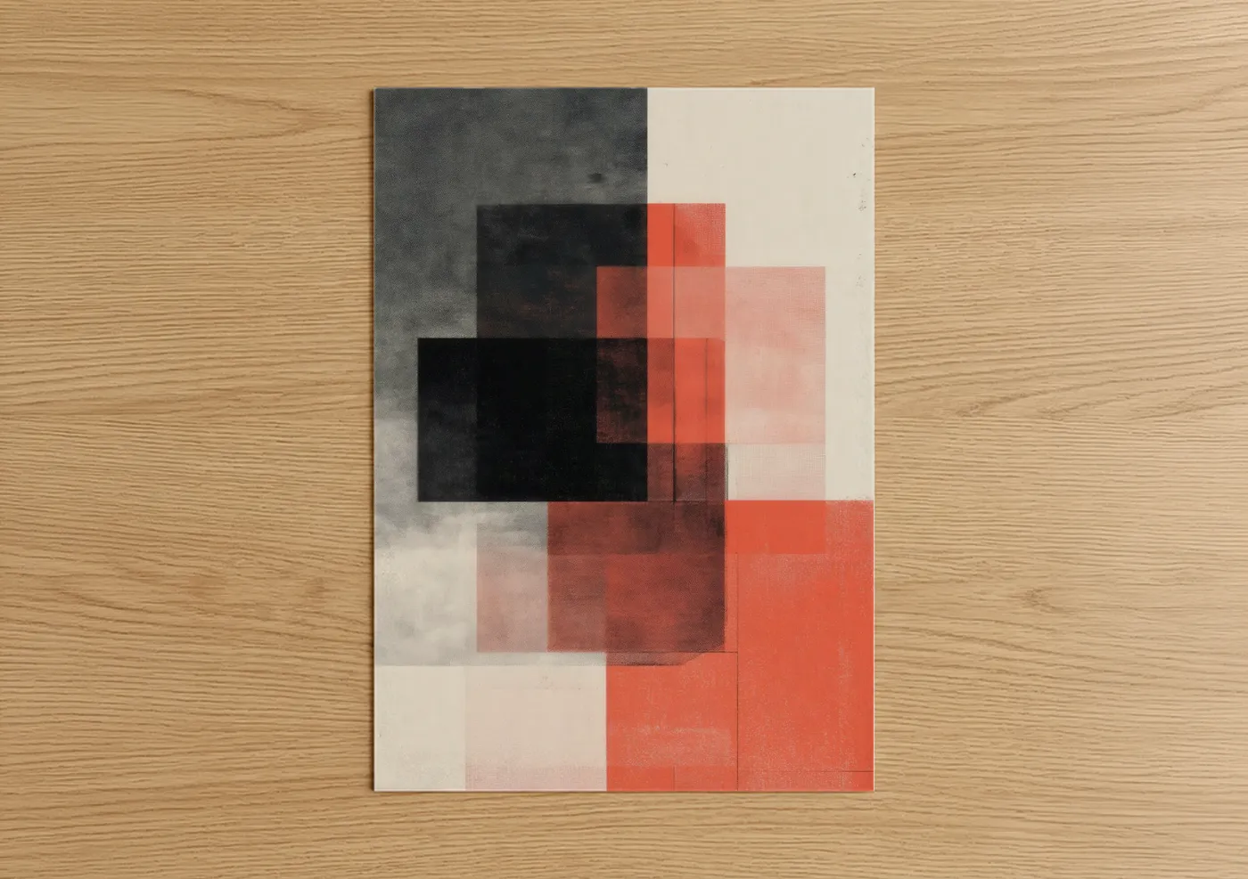 Coral Gradient Abstract Geometric Wall Art