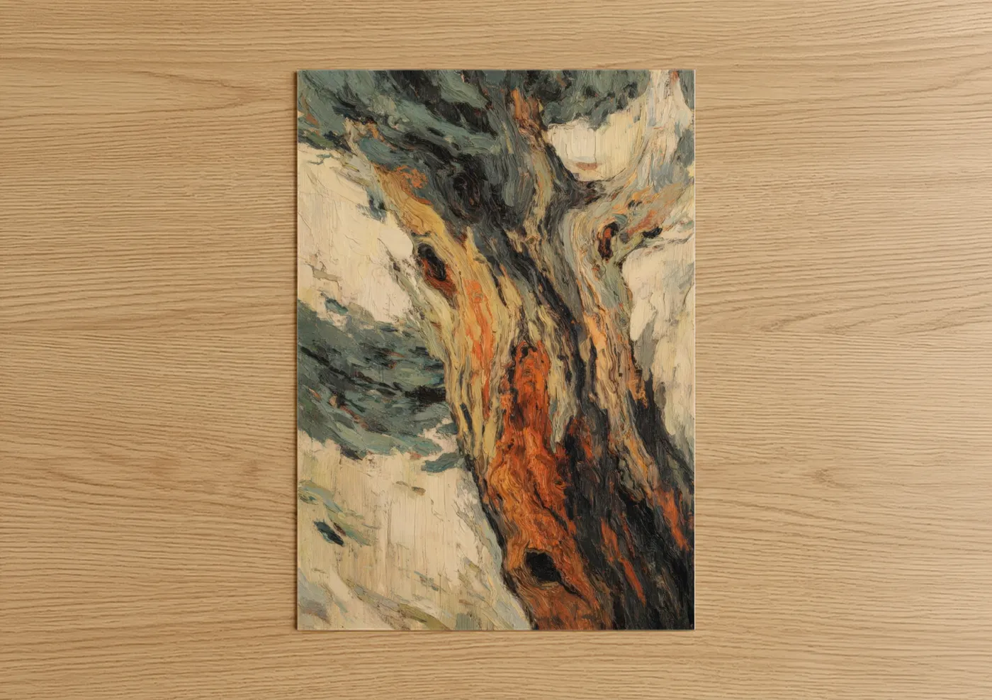 Weathered Arbutus Tree Bark Oil Painting Wall Art
