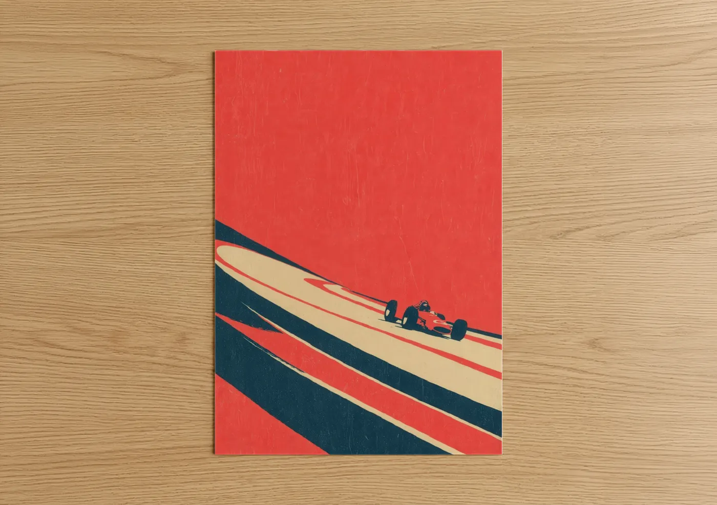 Red Race Car Vintage Auto Racing Wall Art