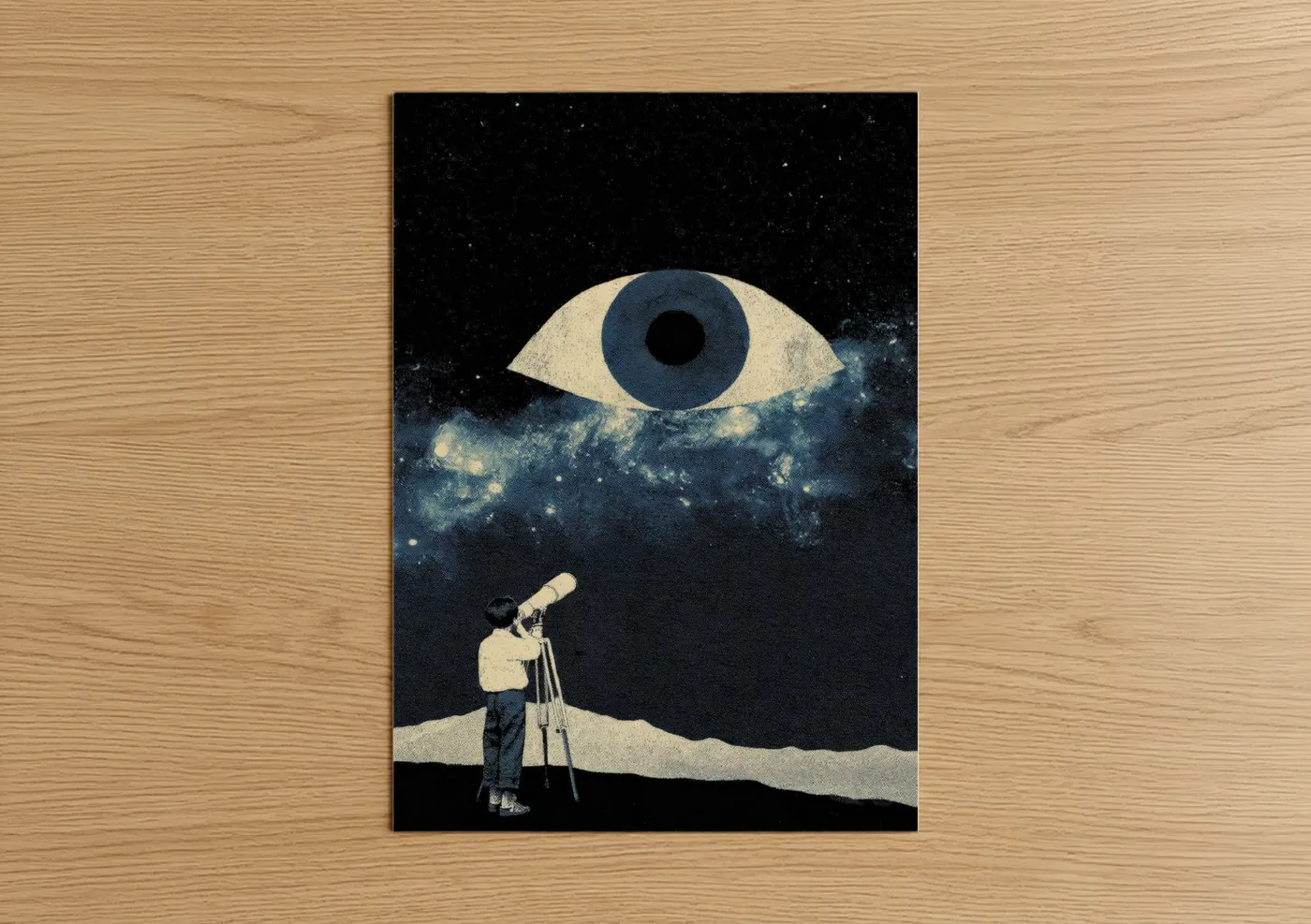 Cosmic Explorer Boy Stargazing Wall Art