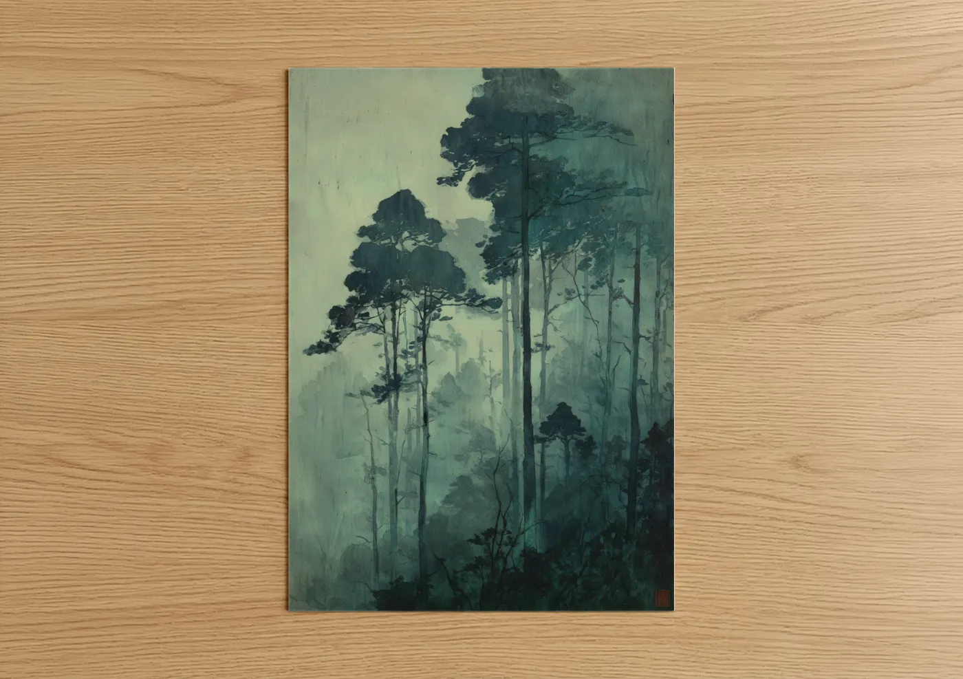 Misty Forest Pines Atmospheric Wall Art