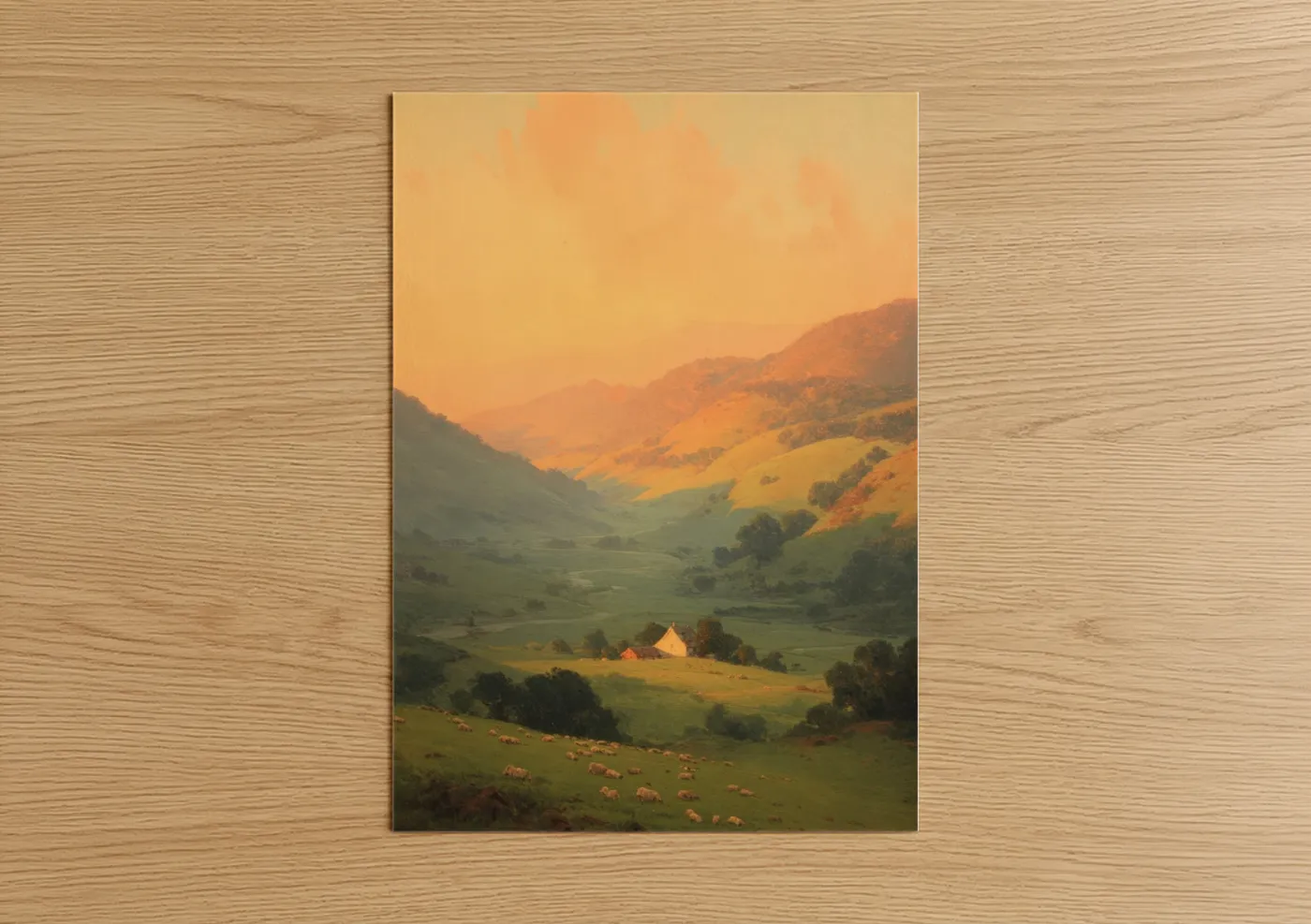 Golden Valley Farm Sunset Landscape Wall Art