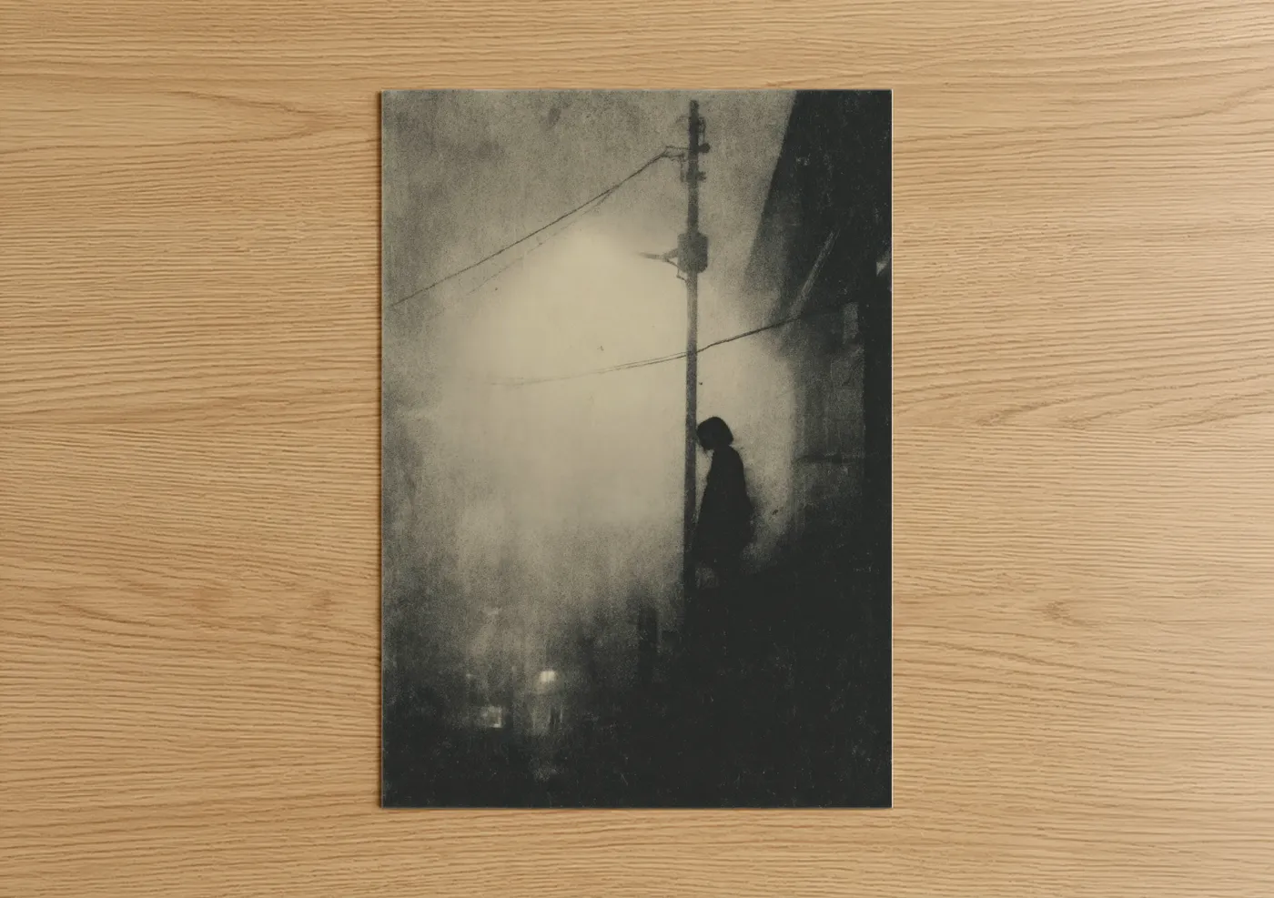 Solitary Ghost in Misty Urban Alley Wall Art