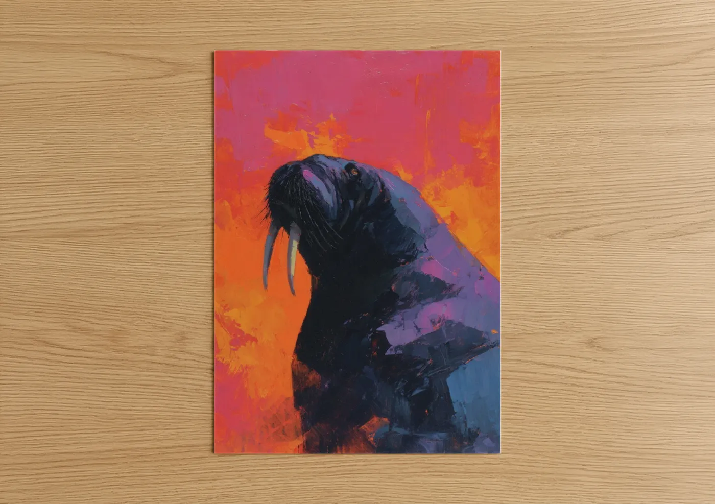 Fiery Walrus Modern Art Painting Wall Art