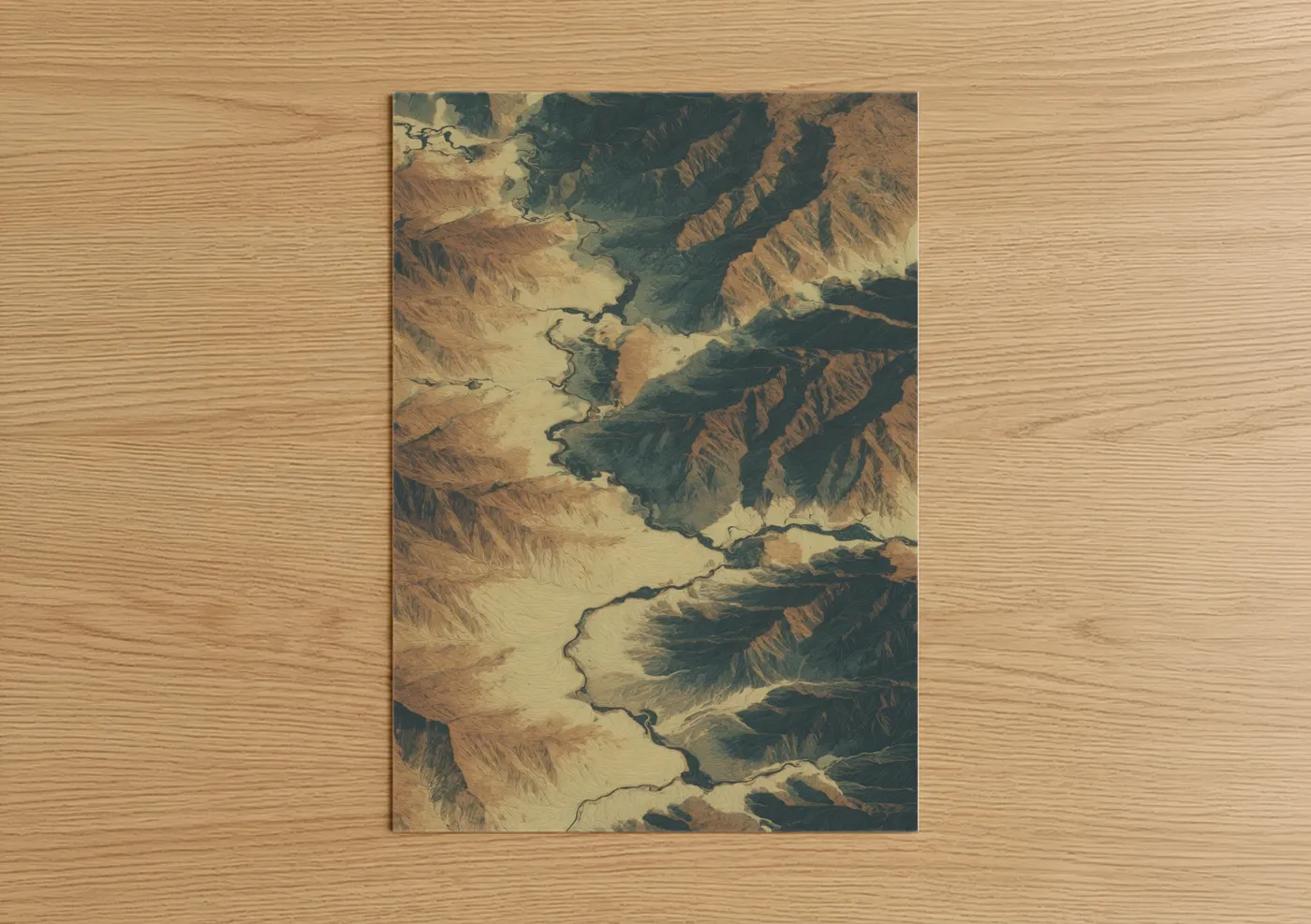 Aerial Desert Canyon Waterway Photography Wall Art