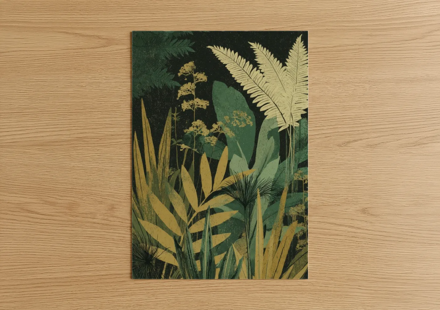 Golden Jungle Foliage Botanical Wall Art
