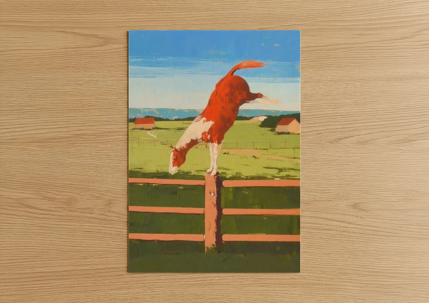 Playful Quarter Horse Farm Landscape Wall Art