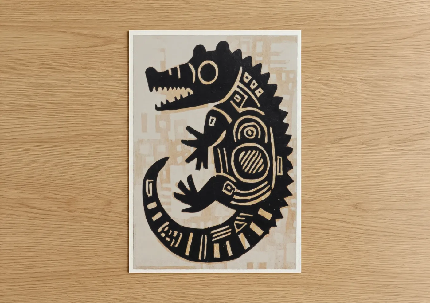 Stylized Dragon Serpent Abstract Wall Art