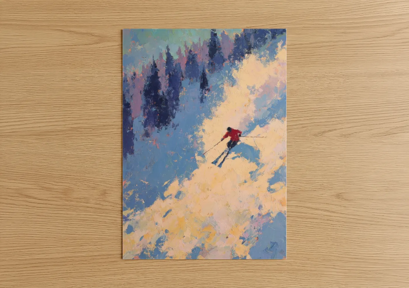 Solitary Skier Winter Landscape Wall Art