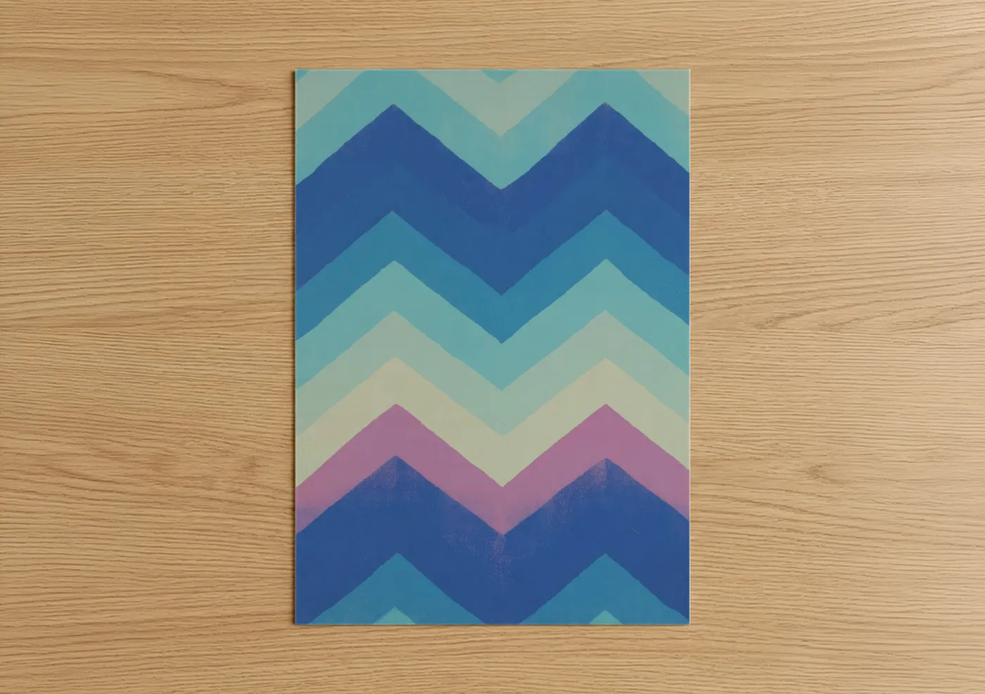 Blue Mountain Chevron Abstract Geometric Wall Art