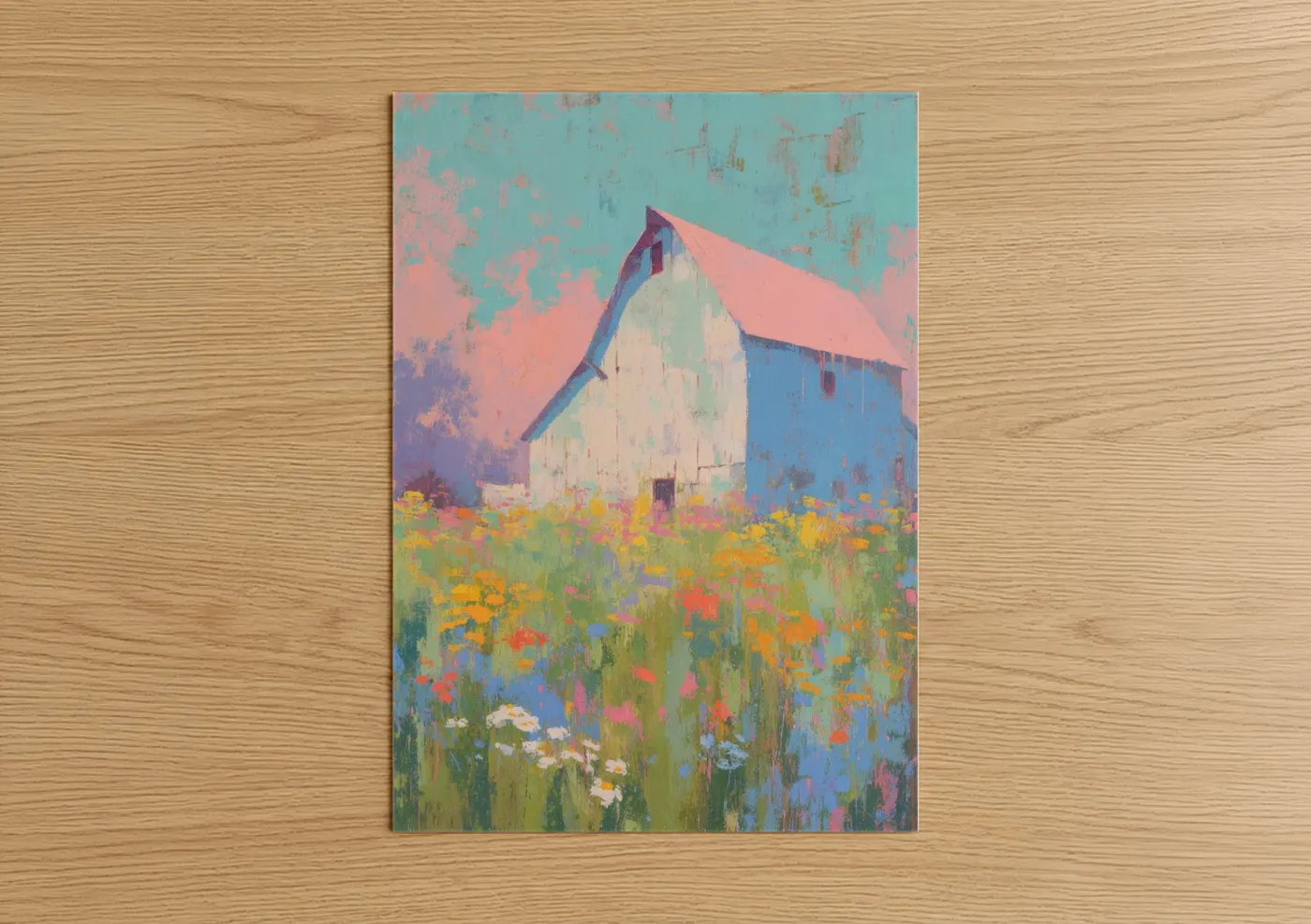 Wildflower Barn Impressionist Painting Wall Art