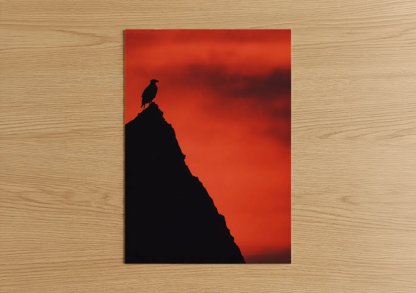 Crimson Sunset Eagle Silhouette Wall Art