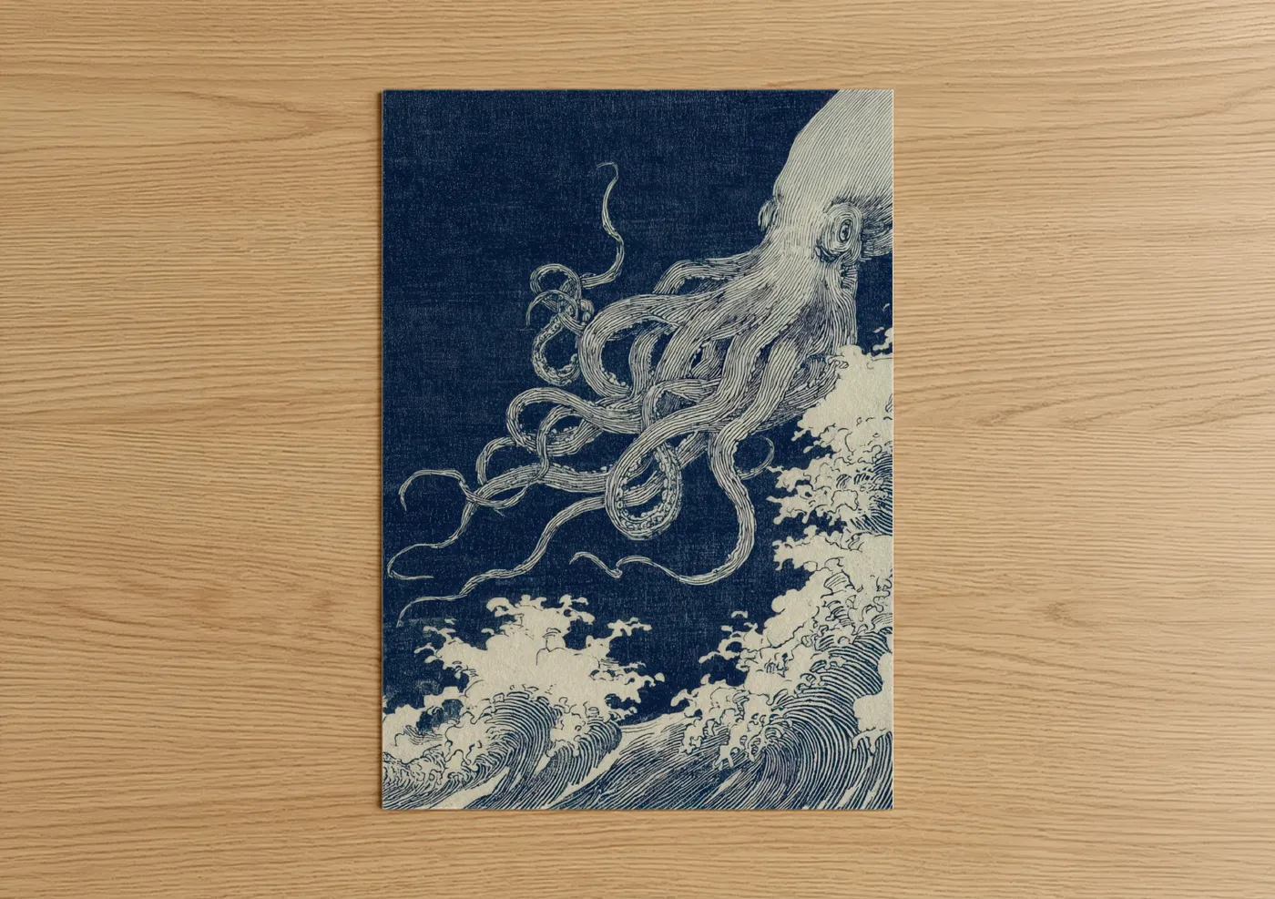 Octopus Wave Japanese Woodblock Wall Art