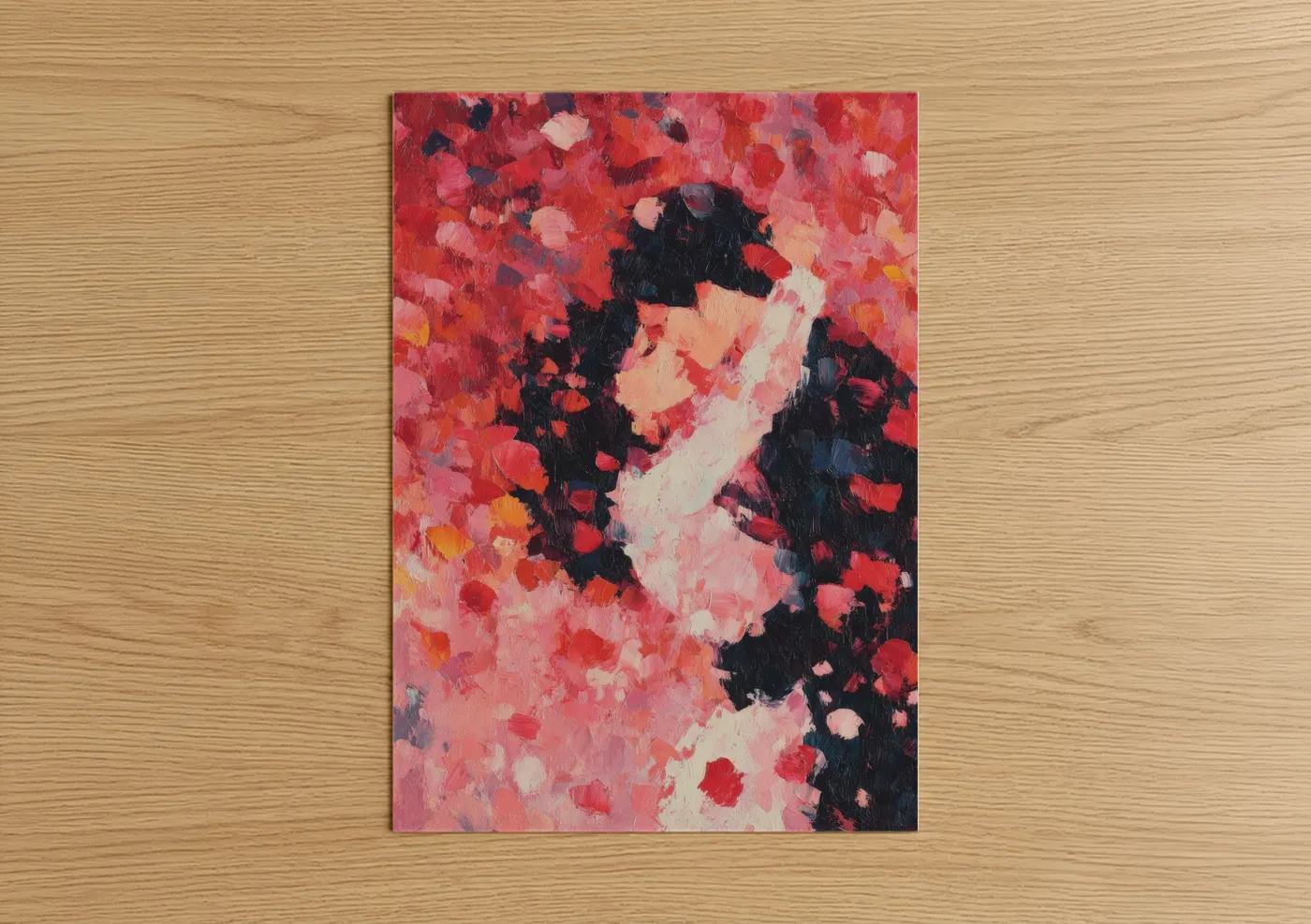 Crimson Valentine Embrace Abstract Wall Art