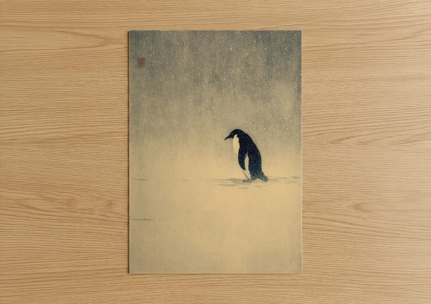 Snowy Penguin Winter Solitude Wall Art