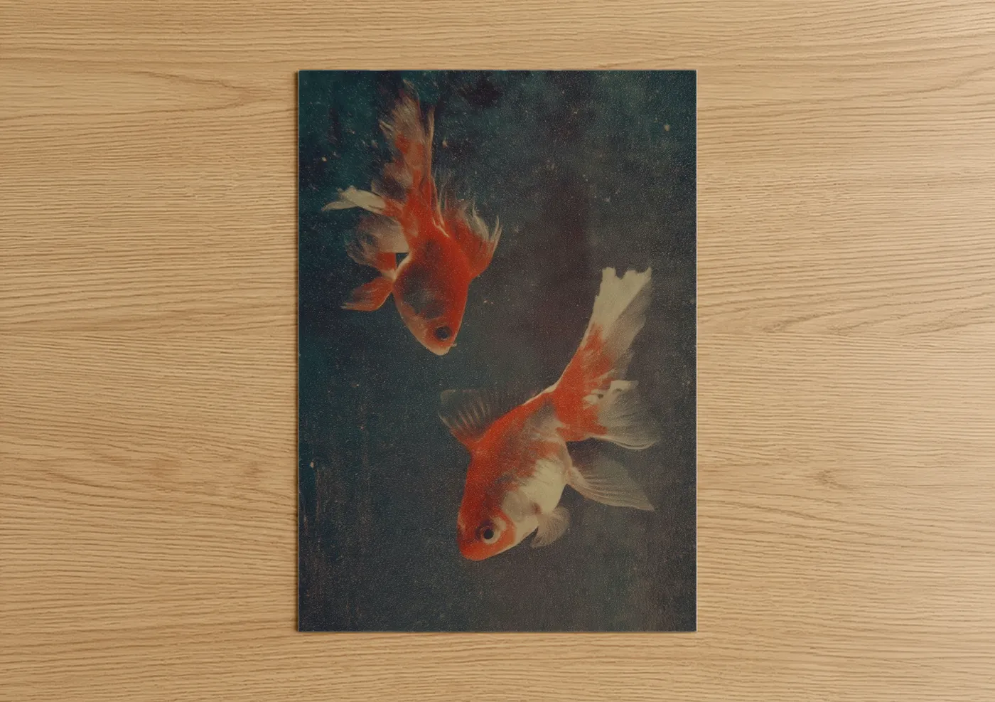 Crimson Goldfish Pair Red and White Wall Art