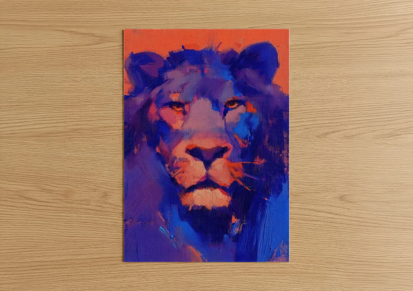 Neon Lion Abstract Art Print Wall Art