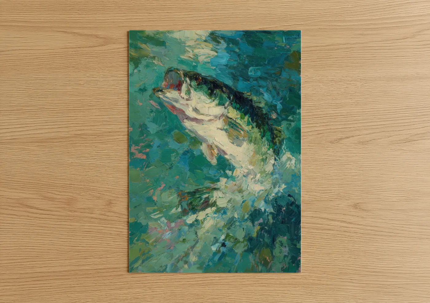 Leaping Bass Impressionist Oil Painting Wall Art